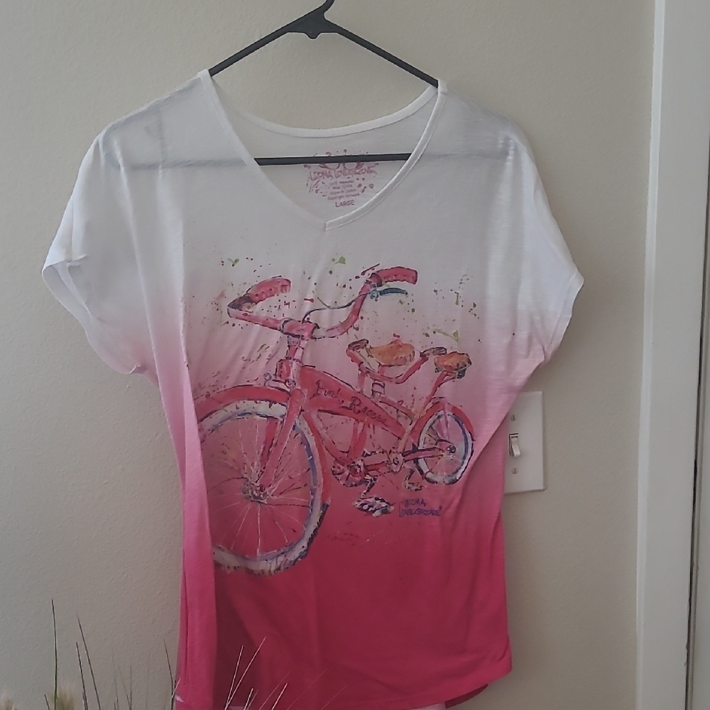 Women's Pink Ombre Bicycle Graphic Tee